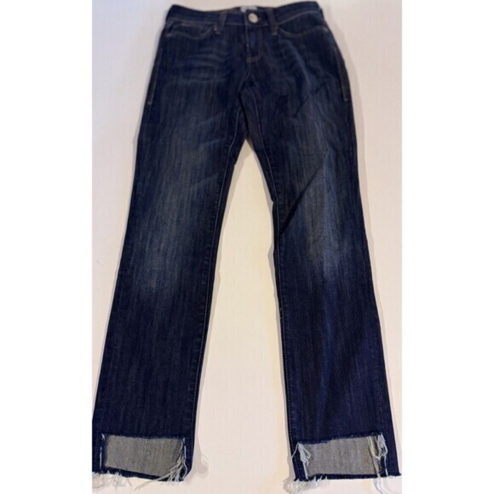 MAVI Women’s Alexa Mid Rise Skinny 25x32 Hi Low Frayed Hem Blue Denim Jeans